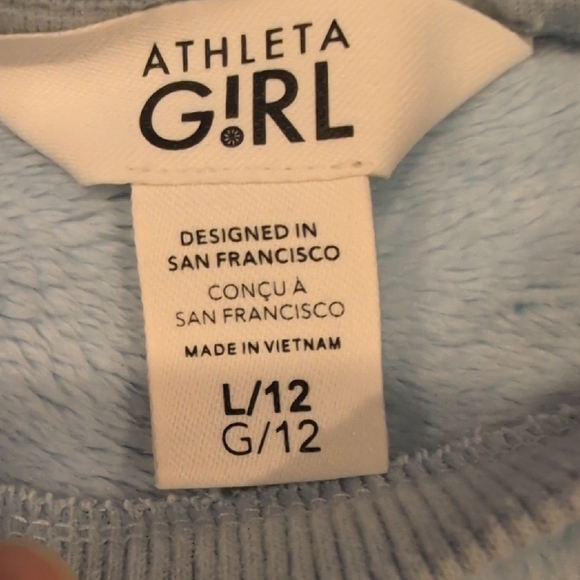 Athleta Girl Sky Blue Soft Crewneck Sweatshirt, L 12 - Picture 3 of 7